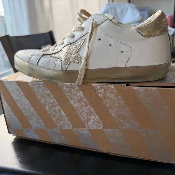 Golden Goose Sneakers Women Size 6 White and Gold - Picture 3 of 8